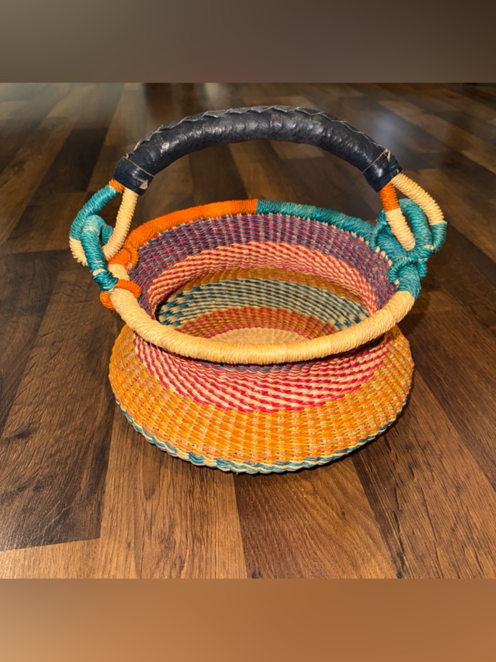 Handwoven Colorful Bolga Farmers Market Basket